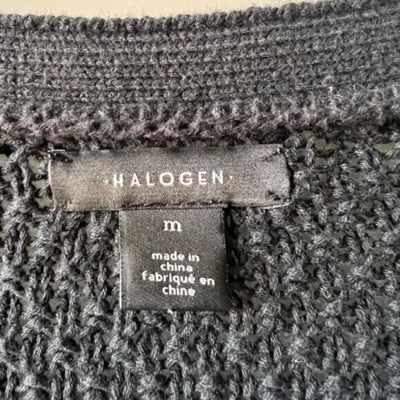 Halogen Tunic Knit Cardigan Open Front Women Medium Black Office Casual Classic - Picture 4 of 7